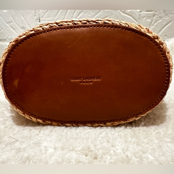 Saint Laurent Panier Mini YSL Flap Crossbody Basket Bag in Raffia - Picture 9 of 12